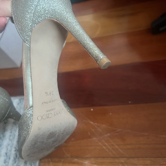 JIMMY CHOO ANNIE 85 Sandal Platinum Ice SZ 38.5 $695 - Picture 7 of 11